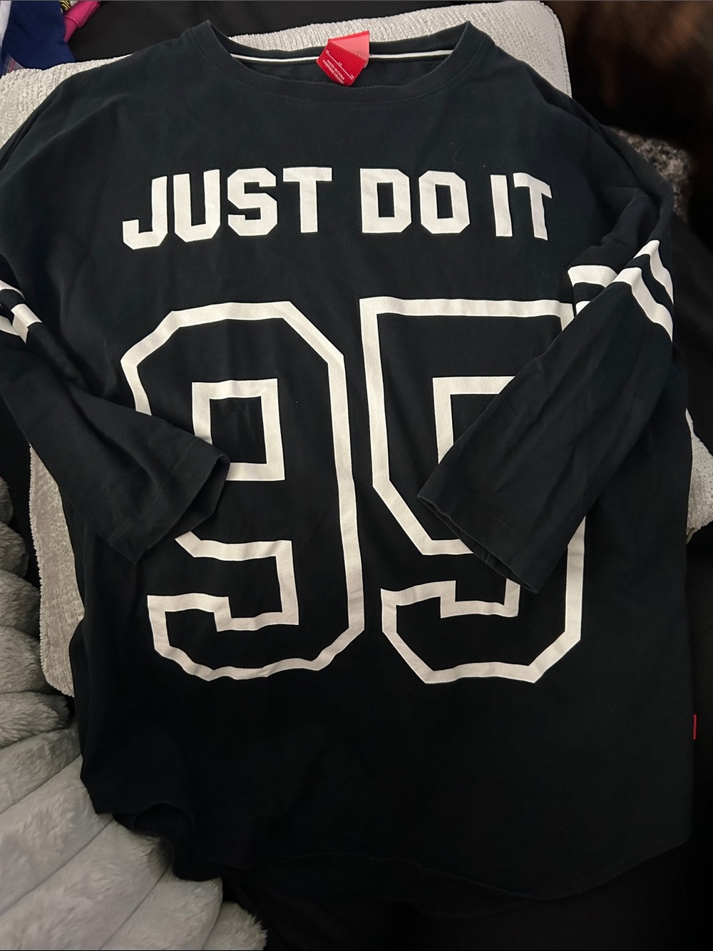 Nike Black Tee with White "JUST DO IT" 95 Graphic 3/4 sleeve